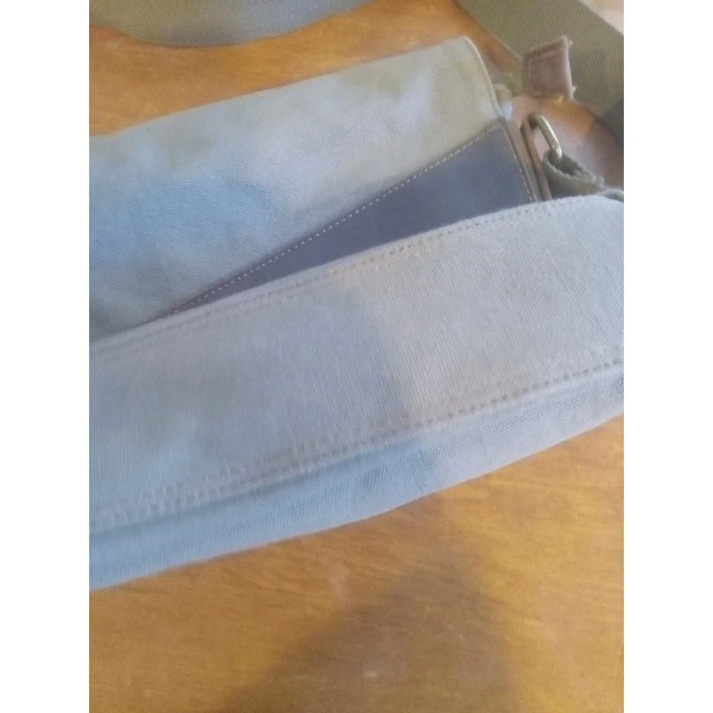 Augur Messenger Bag Sage Green Canvas Brown Leather Trim Crossbody Satchel Large